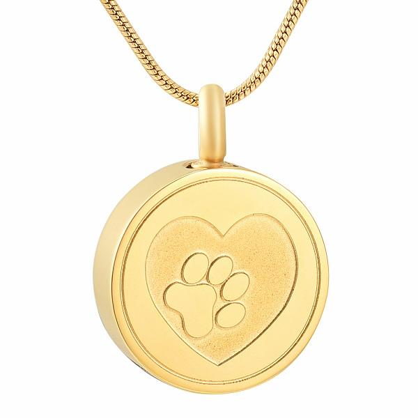 Paw Print Cremation Urn Necklace Etched With A Heart