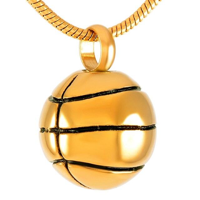 Basketball Cremation Urn Necklace Cremation Necklace Cherished Emblems Gold color necklace box funnel 