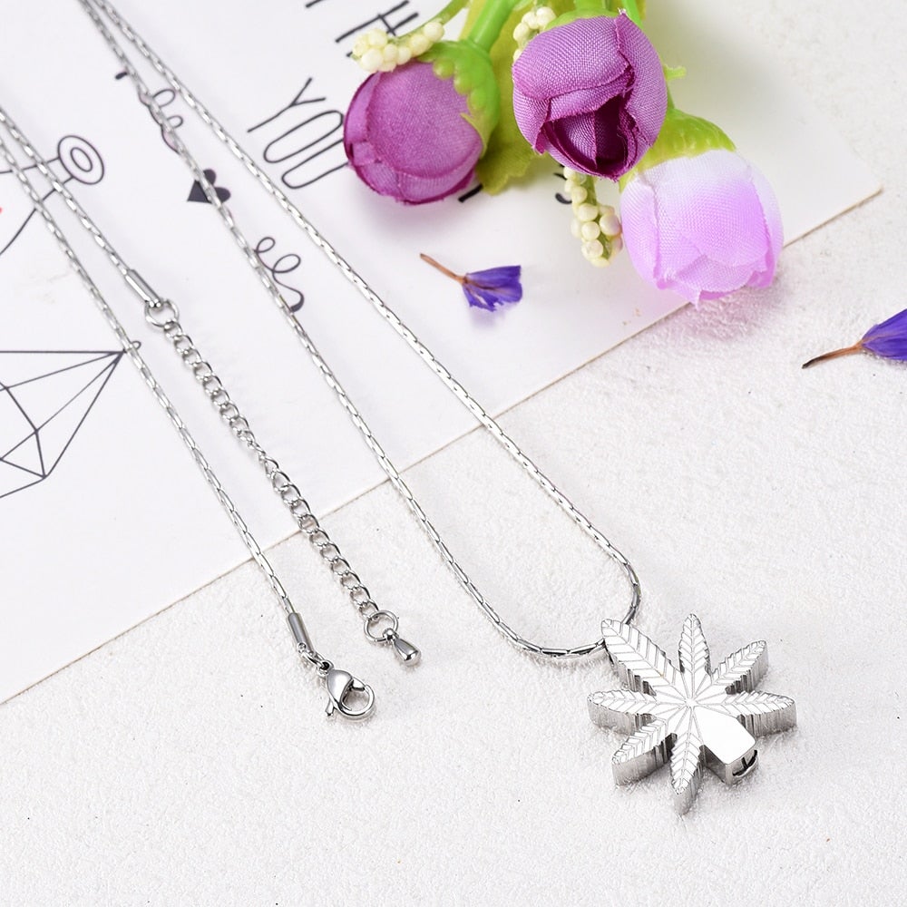 Pot Leaf Cremation Urn Necklace Cremation Necklace Cherished Emblems 