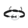 Cat and moon pet cremation bracelet in silver with black