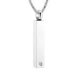 Gold Column With Rhinestone Cremation Urn Necklace Cremation Necklace Cherished Emblems Silver 